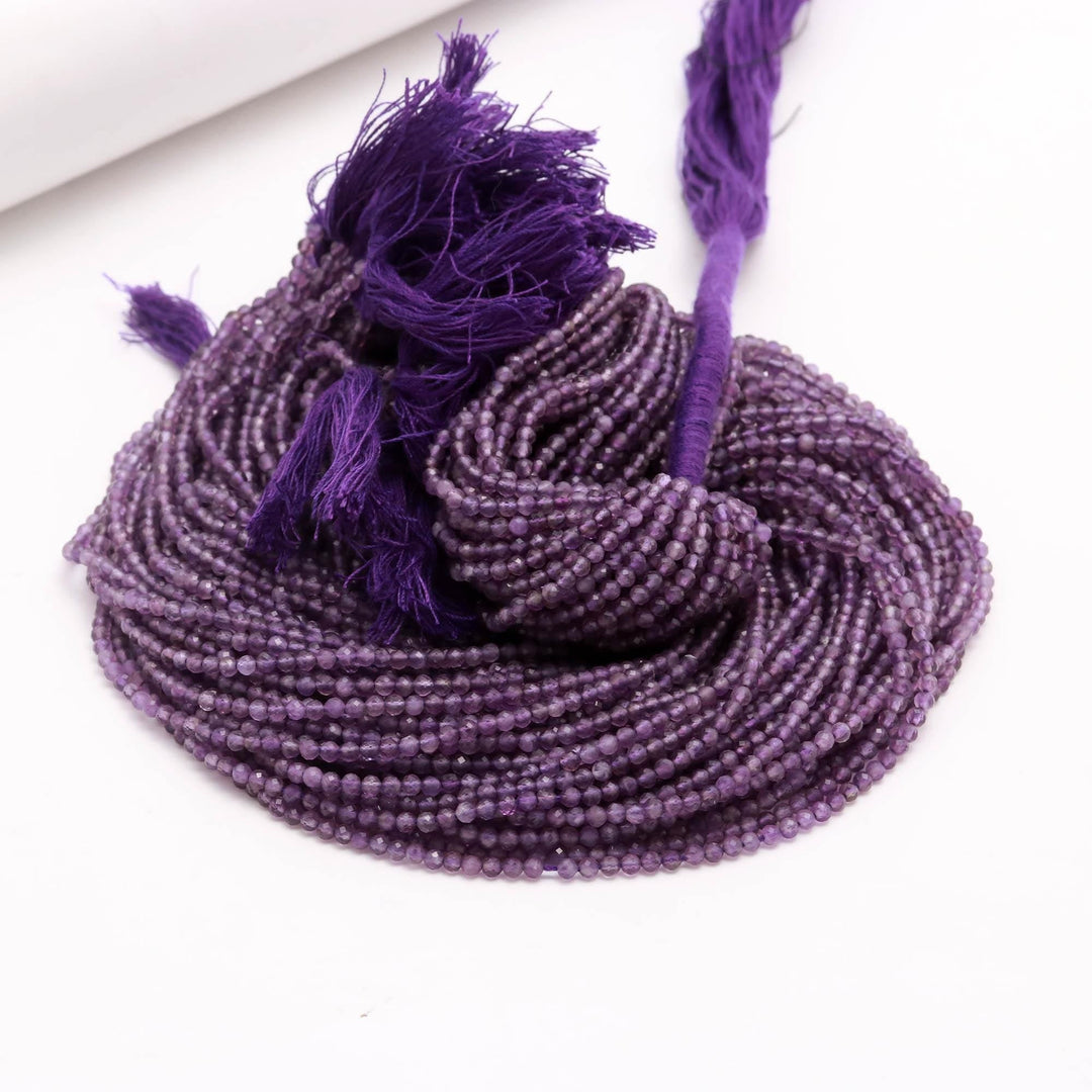 Purple Amethyst Round Beads, Natural Amethyst Micro Faceted Round Beads, Jewelry Making Loose Gemstone Beads 2-2.5 MM