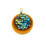 Load image into Gallery viewer, Carved Labradorite Sun Face Pendant: Boho Gemstone Necklace