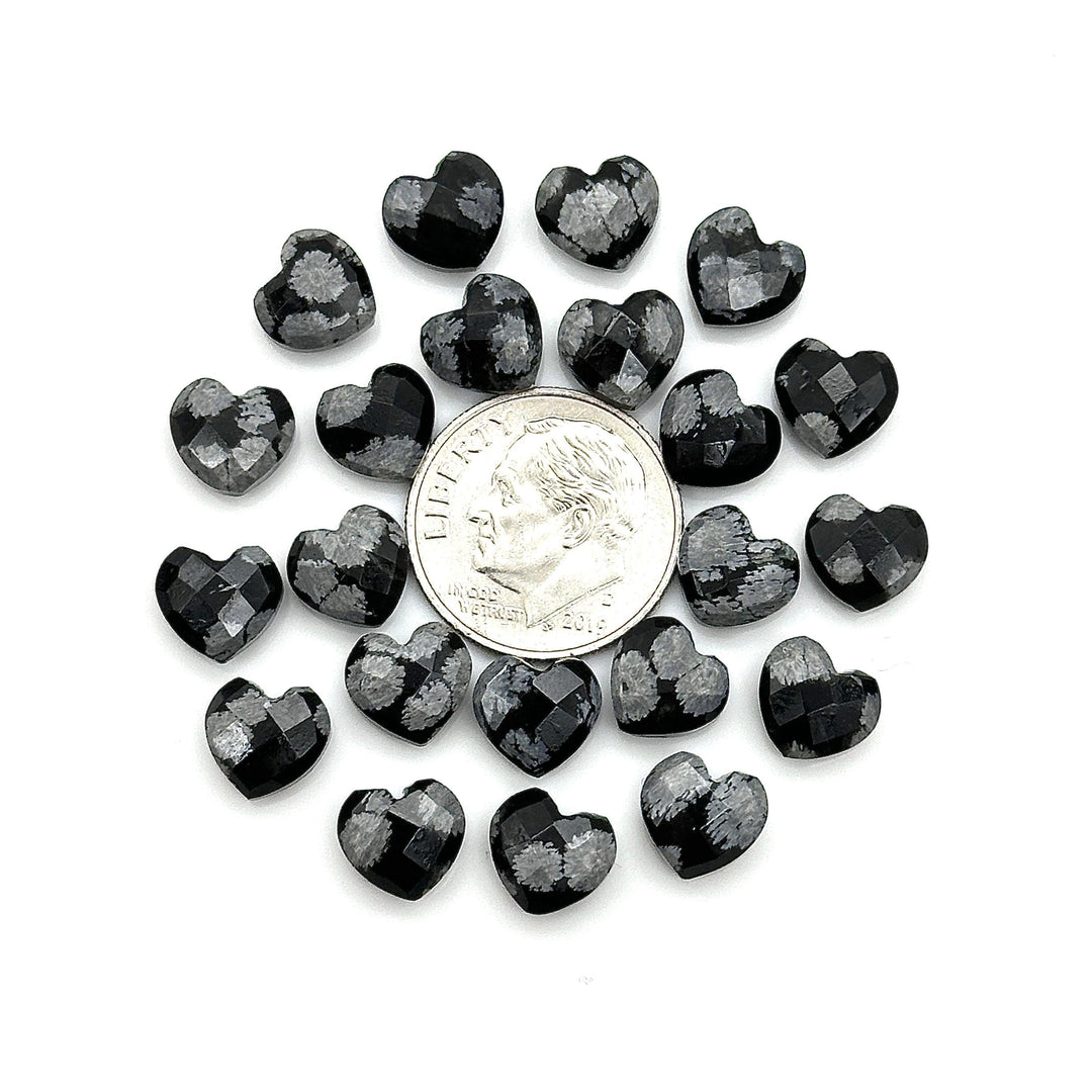 Snowflake Obsidian Heart Shape Briolette's, Faceted Heart Shape Beads, Jewelry and Craft Wholesale Beads 8 MM, Hand Carved Gemstones