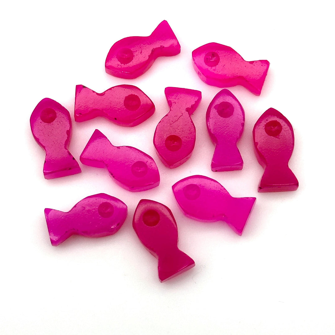 Dazzling Hot Pink Chalcedony Fish Charm Beads, Fancy Fish Shape Carved Gemstone, 7X14 MM Pink Loose Gemstone Fishes For Jewelry Making,