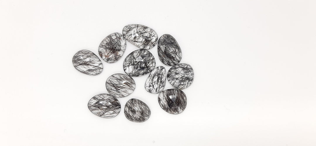 2 pcs AAA+ Quality Black Rutile freeform Rosecut, Blcak Routile faceted rosecut,gemstone for jewelry, jewelry making rosecut 9X6 13X10 mm