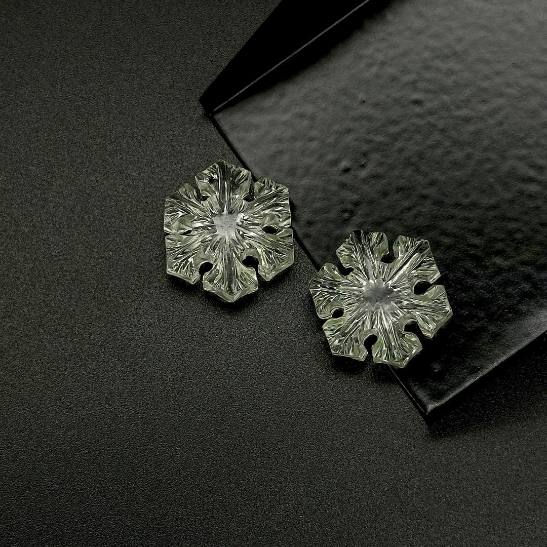 1 pc Natural Crystal Quartz Snowflake Shape Gemstone, 18 MM Handmade Snowflake Carvings, Hand Carved Gemstone For Jewelry, Ice Flakes Gems