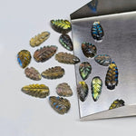 Load image into Gallery viewer, 2,3,4,5,6 Pcs 100% Natural AAA Quality Labradorite Leaf Carved Gemstone, Labradorite Gemstone, Carved Gemstone 8X5- 11X6 mm