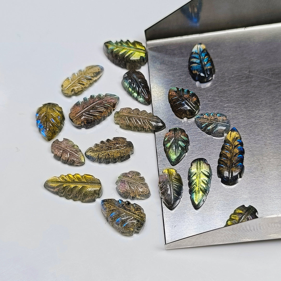 2,3,4,5,6 Pcs 100% Natural AAA Quality Labradorite Leaf Carved Gemstone, Labradorite Gemstone, Carved Gemstone 8X5- 11X6 mm