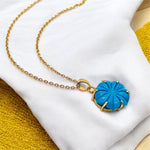 Load image into Gallery viewer, AAA Blue Turquoise Flower Pendant, Turquoise Hand Carved Flower Necklace, Flower Gemstone Necklace For Her, 17 mm Flower, Bridesmaid Gifts
