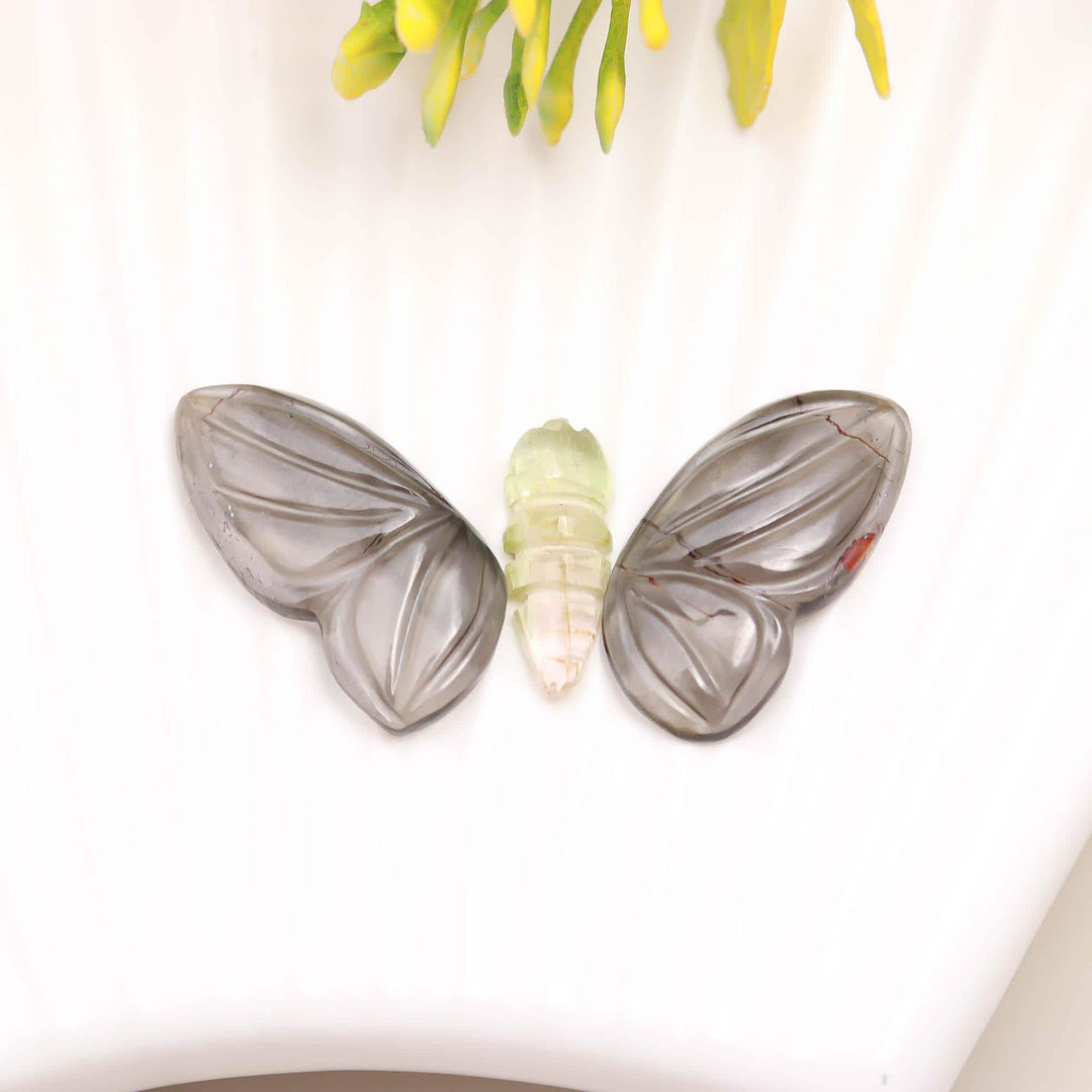 Pretty Tourmaline Butterfly Shape Gemstone, Natural Brown Tourmaline Hand Carved Butterfly Shape Beads, 19MM Loose 3 Stone, Beautiful Insect