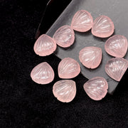Natural Rose Quartz Carved Shell Shape Beads, 12 MM Shell Beads, Carved Gemstone, Seashell Charm Gemstone, Hand Carved Beads, Pink Charms