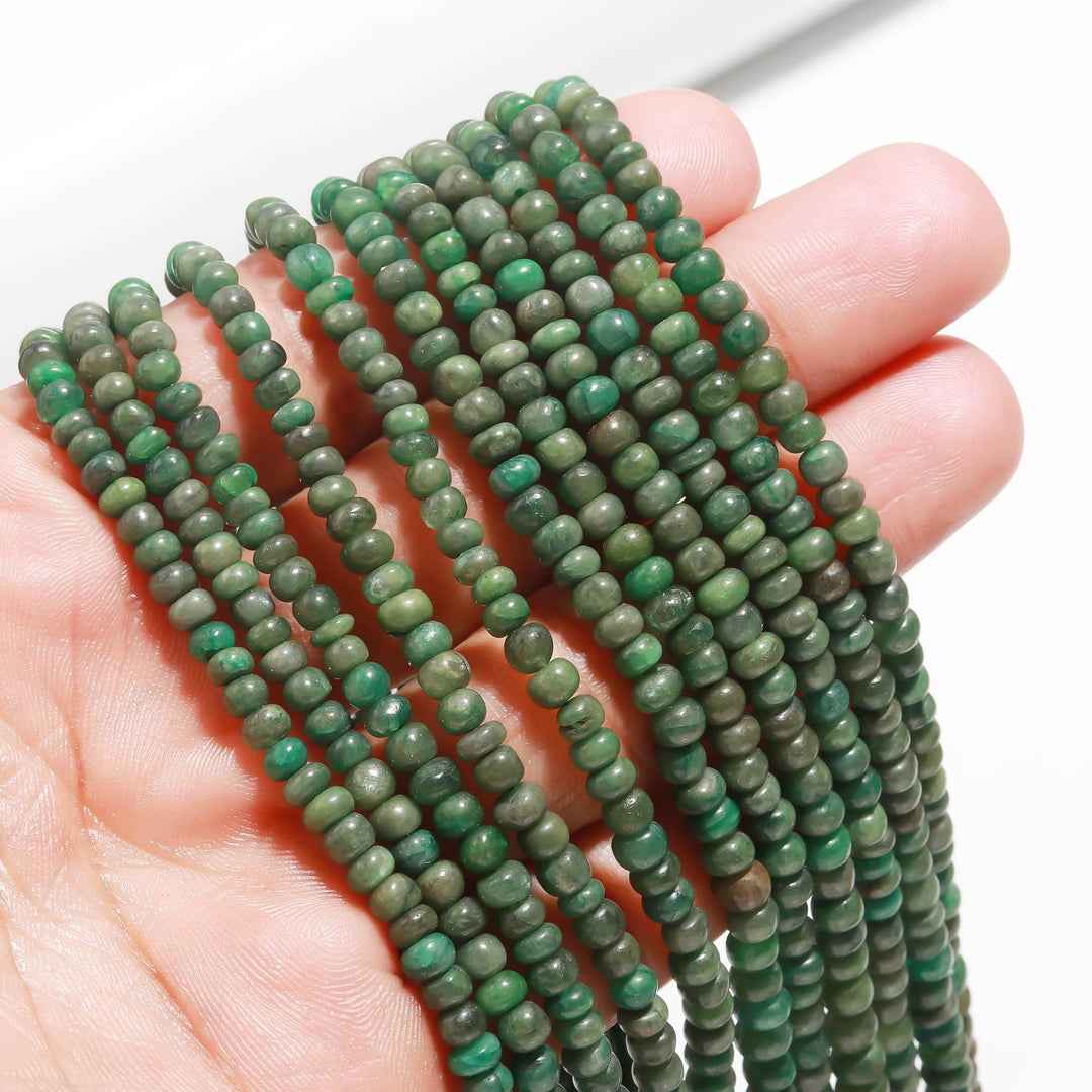 Beryl Emerald Rondelle Beads, AAA Beryl Emerald Smooth Beads for Jewelry Making, Dyed Emerald Beads, Plain Beads, 3-4 MM