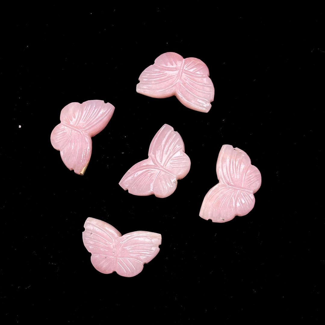 Pink Opal Butterfly Beads: Carved Gemstone Charms, 11x18mm