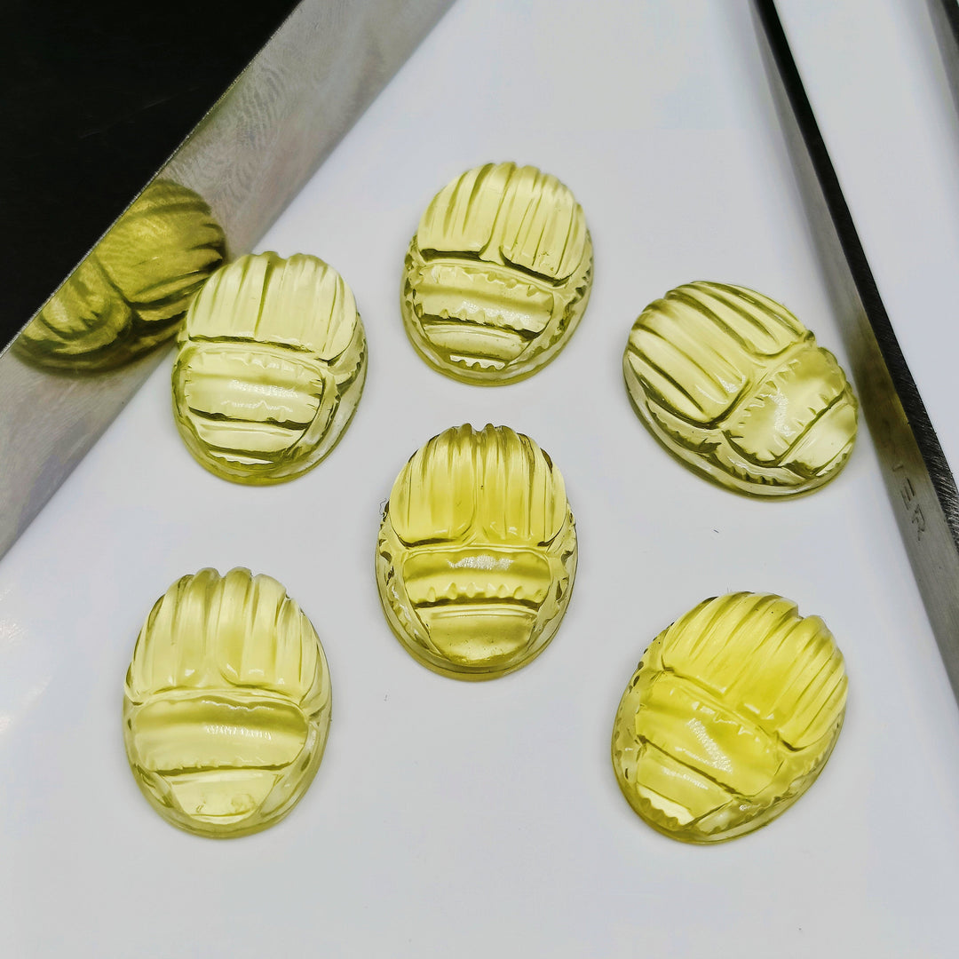 2,3,4,5,6 pcs 100% Natural Lemon Quartz Fancy Shape Carved Gemstone, Fancy Shape Carving, Carved Gemstone for Jewlery 16X12 mm
