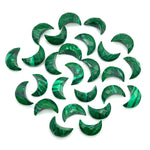 Load image into Gallery viewer, Carved Malachite Moon Beads: Faceted Green Gemstone Charms (12mm)