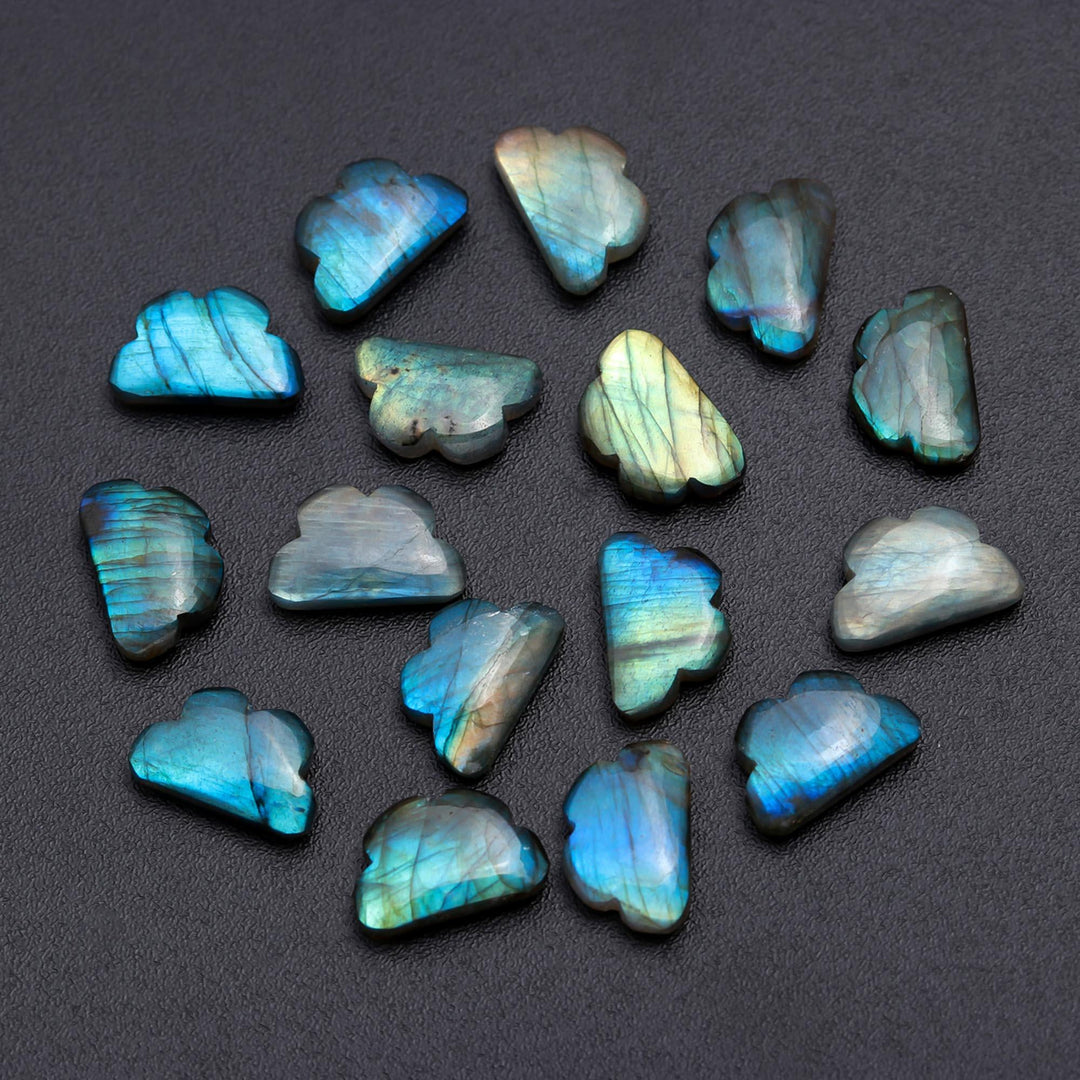 Carved Labradorite Cloud Beads: Flashy Gemstone Jewelry Charms 20mm