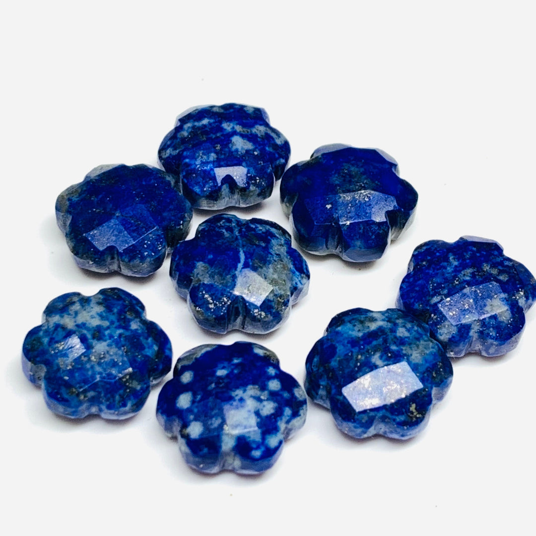 2,3,4,5 Pcs Natural Lapis Lazuli Hand Carved Flower Shape, Carved Flower Shape Gemstone For Jewellery, Flower Shape Gemstone, 10 mm