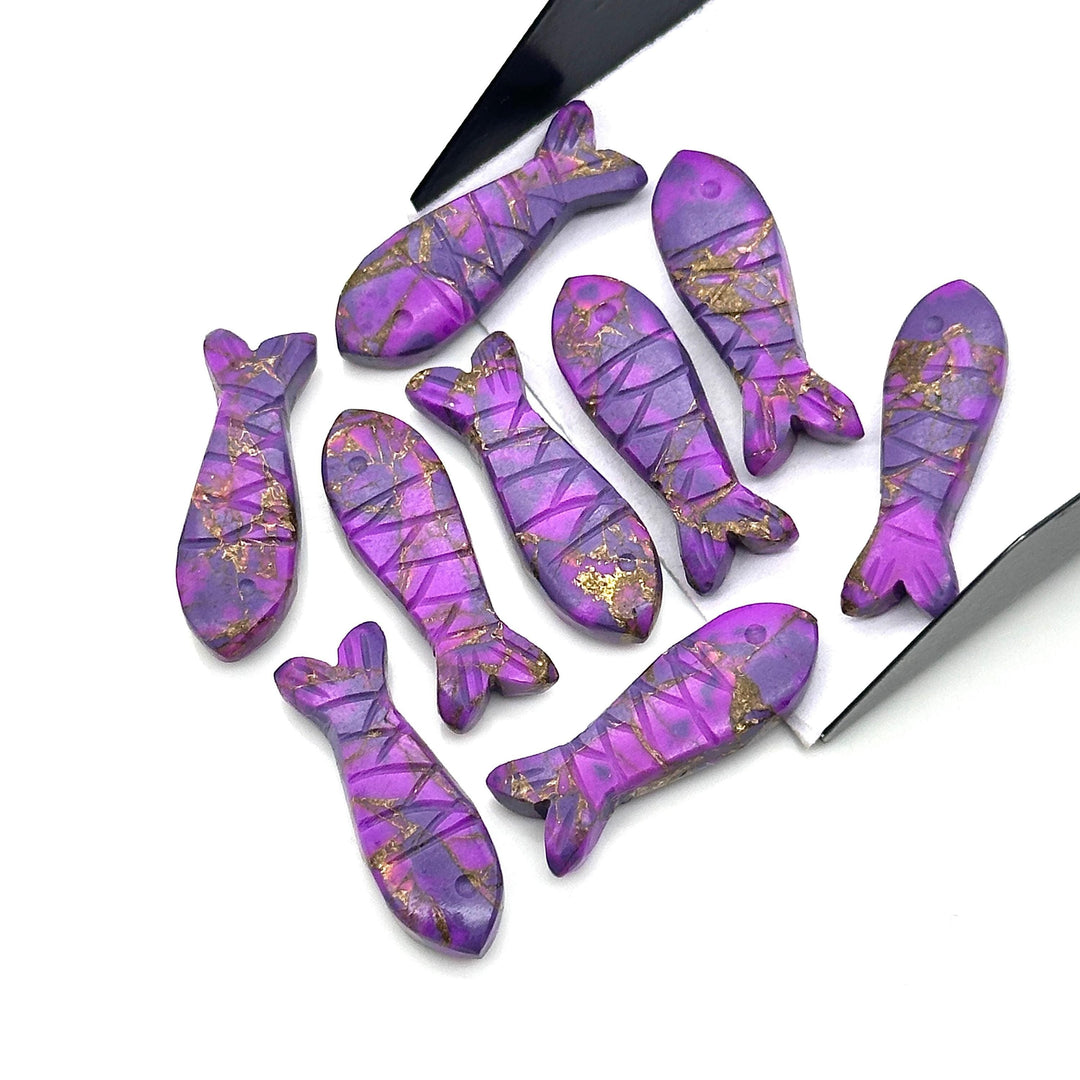 Mohave Purple Turquoise Fish Carving: Gemstone Jewelry Charm