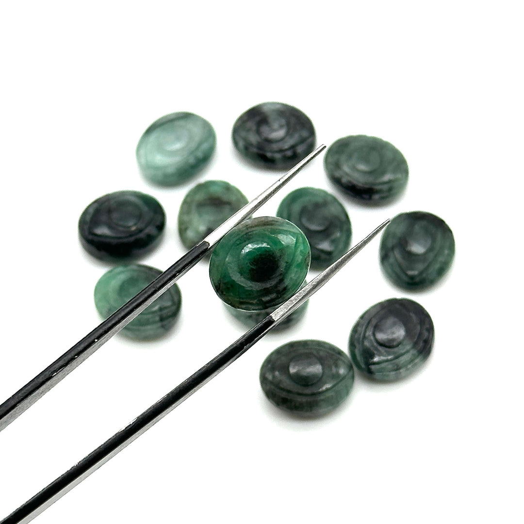 Natural Emerald Evil Eye Shape Briolettes, AAA Emerald Eye Shape Carved Beads, Evil Eye Protection Gemstone Beads, 12 MM, Green Eye Charms