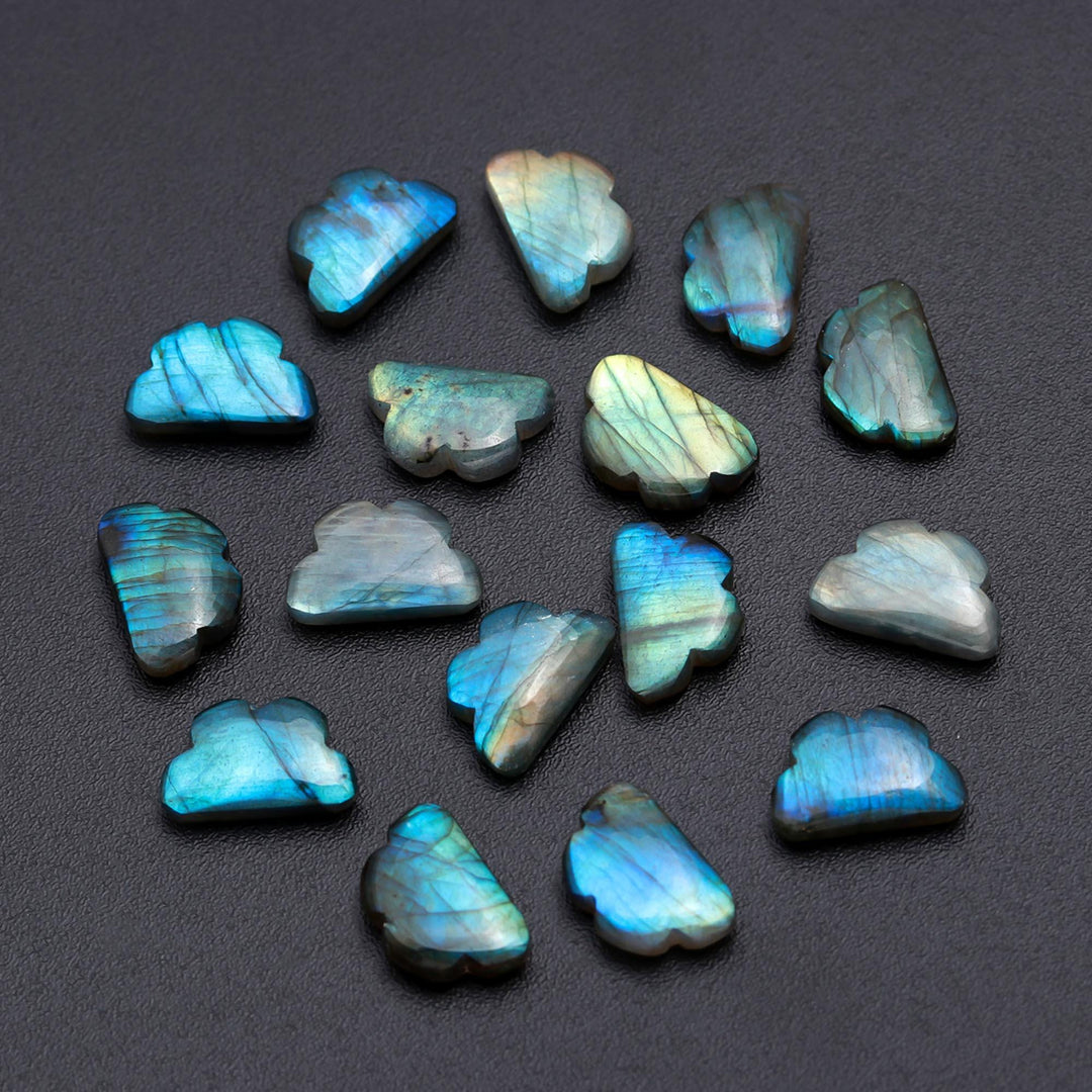 Carved Labradorite Cloud Beads: Flashy Gemstone Jewelry Charms 20mm