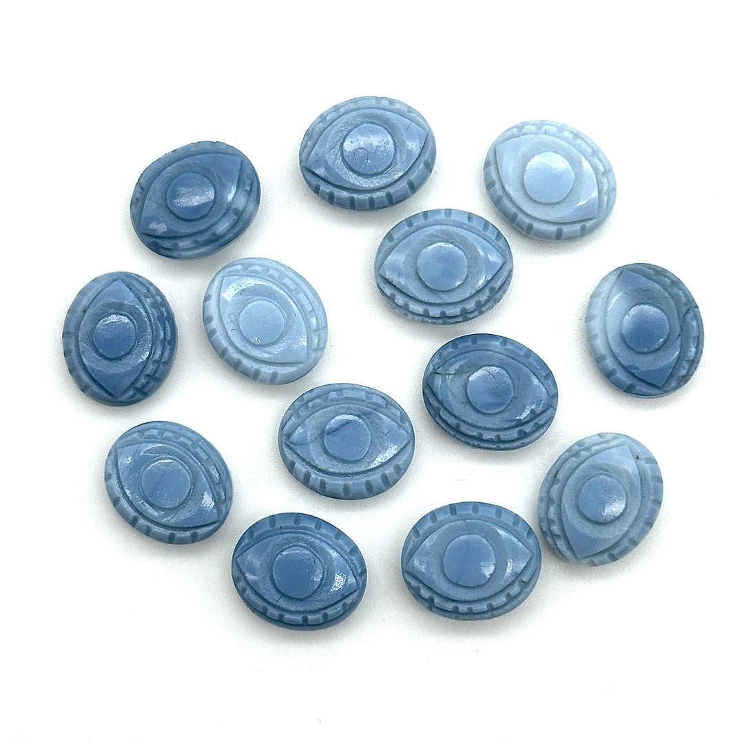 Blue Opal Evil Eye Gemstone Beads, Hand Carved Briolettes (12mm)