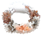 Load image into Gallery viewer, Multi Moonstone Pear Shape Beads, Chocolate, Peach, White, Gray Moonstone Smooth Pear Side Drill Beads for Jewelry Making, 7 Inch, 8-9 MM