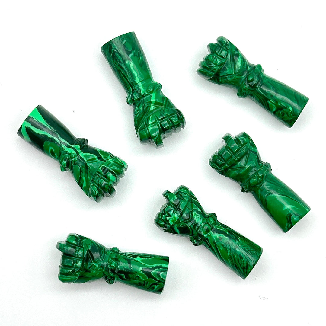 AAA Malachite Hand Shape Carving, Green Malachite Punch Shape Stone, 27 MM Loose Hand Fist Charm For Jewelry Making, Hamsa Charms Beads