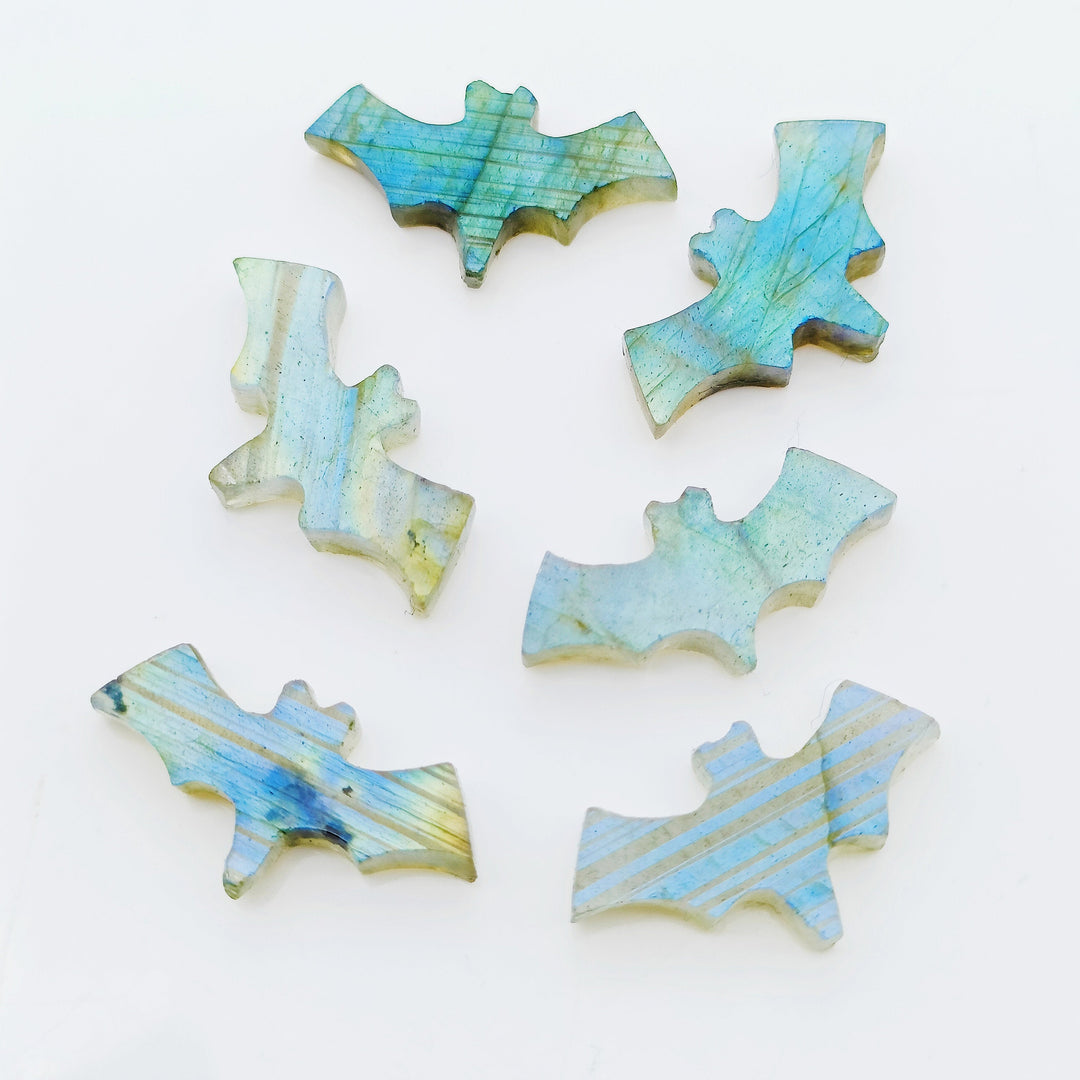 2,3,4,5 Pcs Natural Labradorite Hand Carved Bat Shape, Bat Shape Gemstone For Jewlery, Bat Shape Gemstone, 20X10 mm