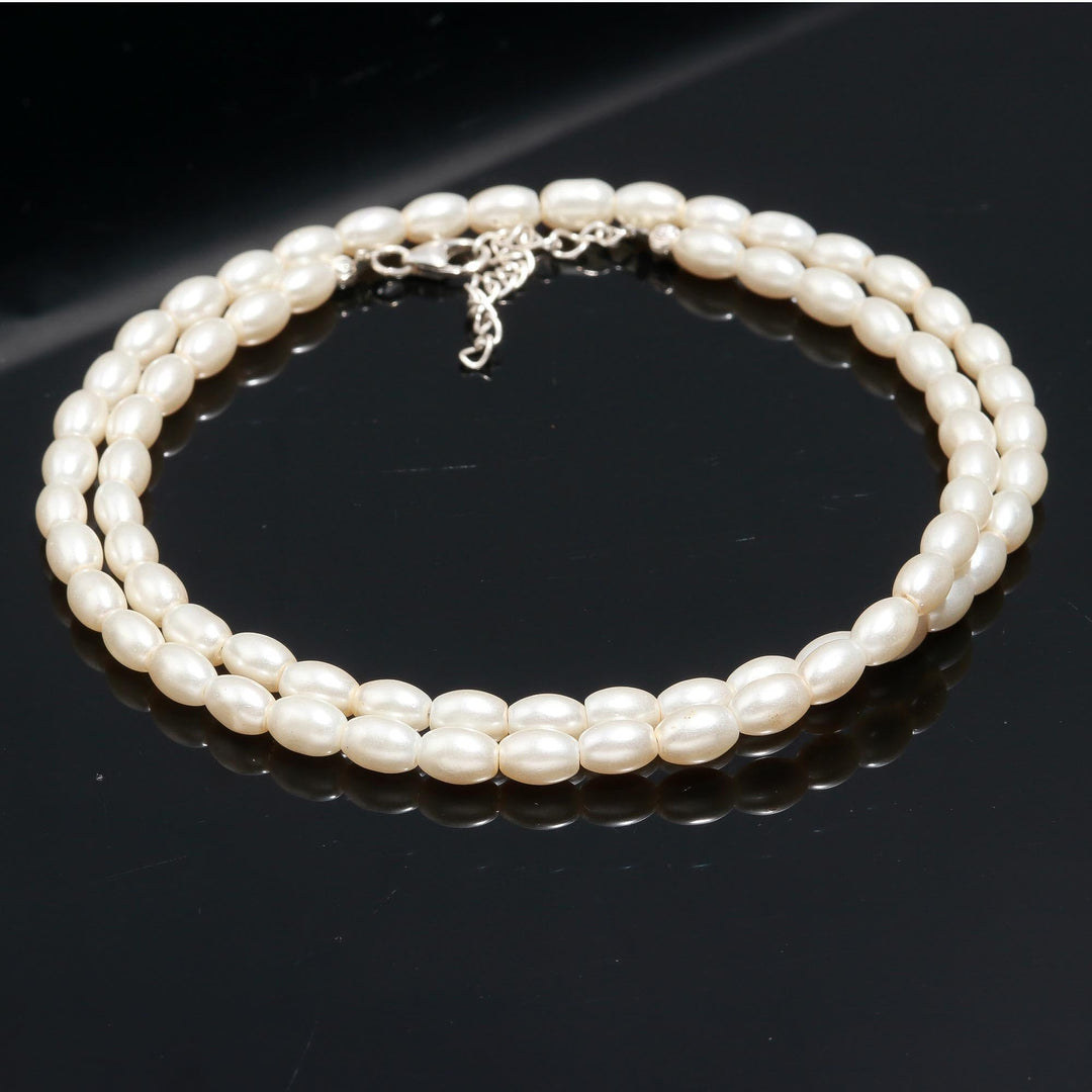 Beautiful White Pearl Necklace, Smooth Oval Pearl Beads Necklace, 6 MM Pearl Necklace, Party Wear Necklace for Her, Bridesmaid Gifts