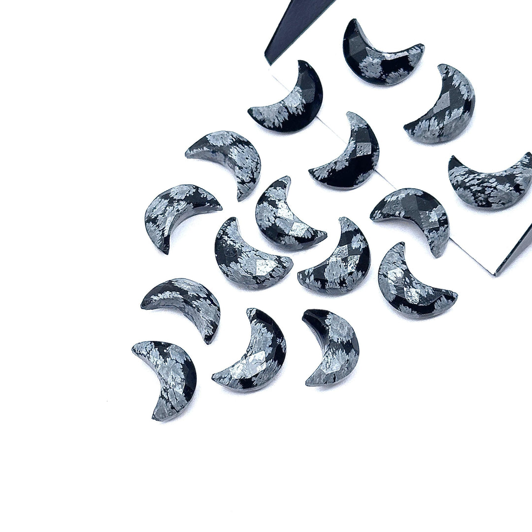 AAA Black Jasper Moon Shape Briolette's, Natural Black Jasper Faceted Moon Shape Gemstone Beads, Hand Carved Moon Beads, Moon Charms 12 MM