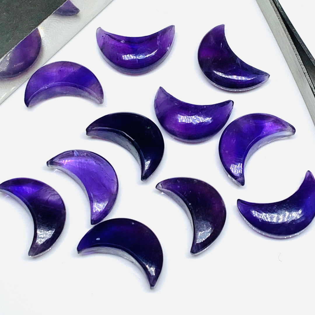 Natural Amethyst Moon Shape Beads, Purple Amethyst Moon Shape Charms, Faceted Moon Briolette's for Jewelry Making, 17 MM