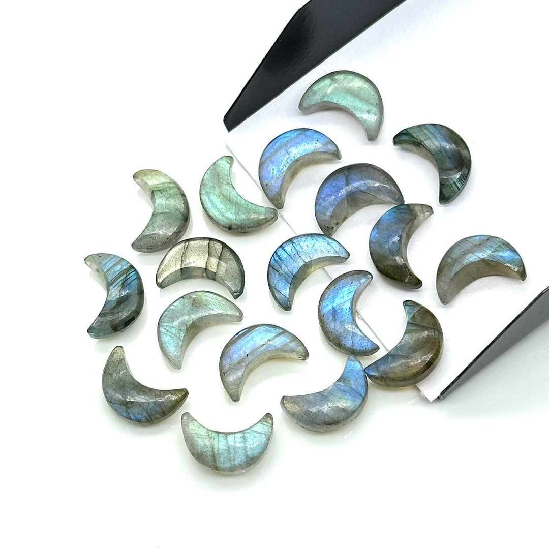 Flashy Labradorite Carved Moon Shape Beads, Smooth Moon Shape Gemstone Beads For Jewelry, Moon Shape Briolette's Charms Beads 12 MM
