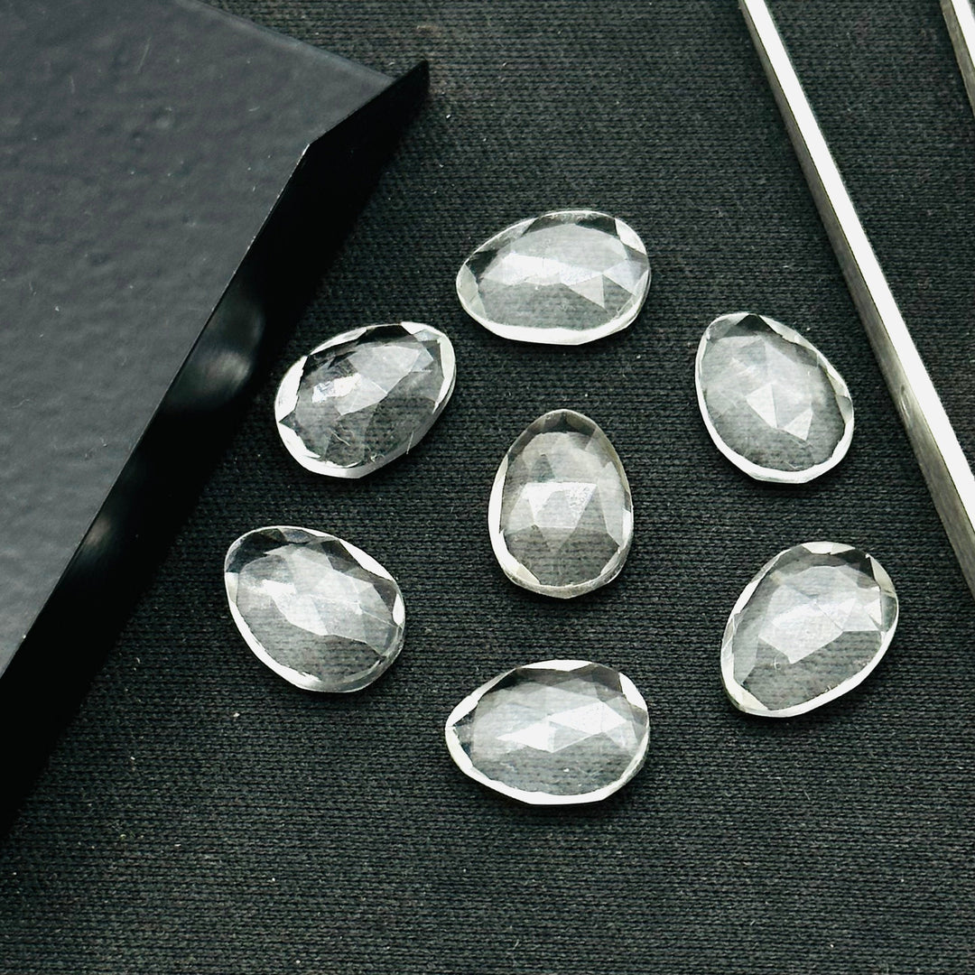 2,3,4,5pcs A-one Quality crystal quartz freeform Rosecut, faceted rosecut, gemstone for jewelry, jewelry making rosecut 10X14 mm