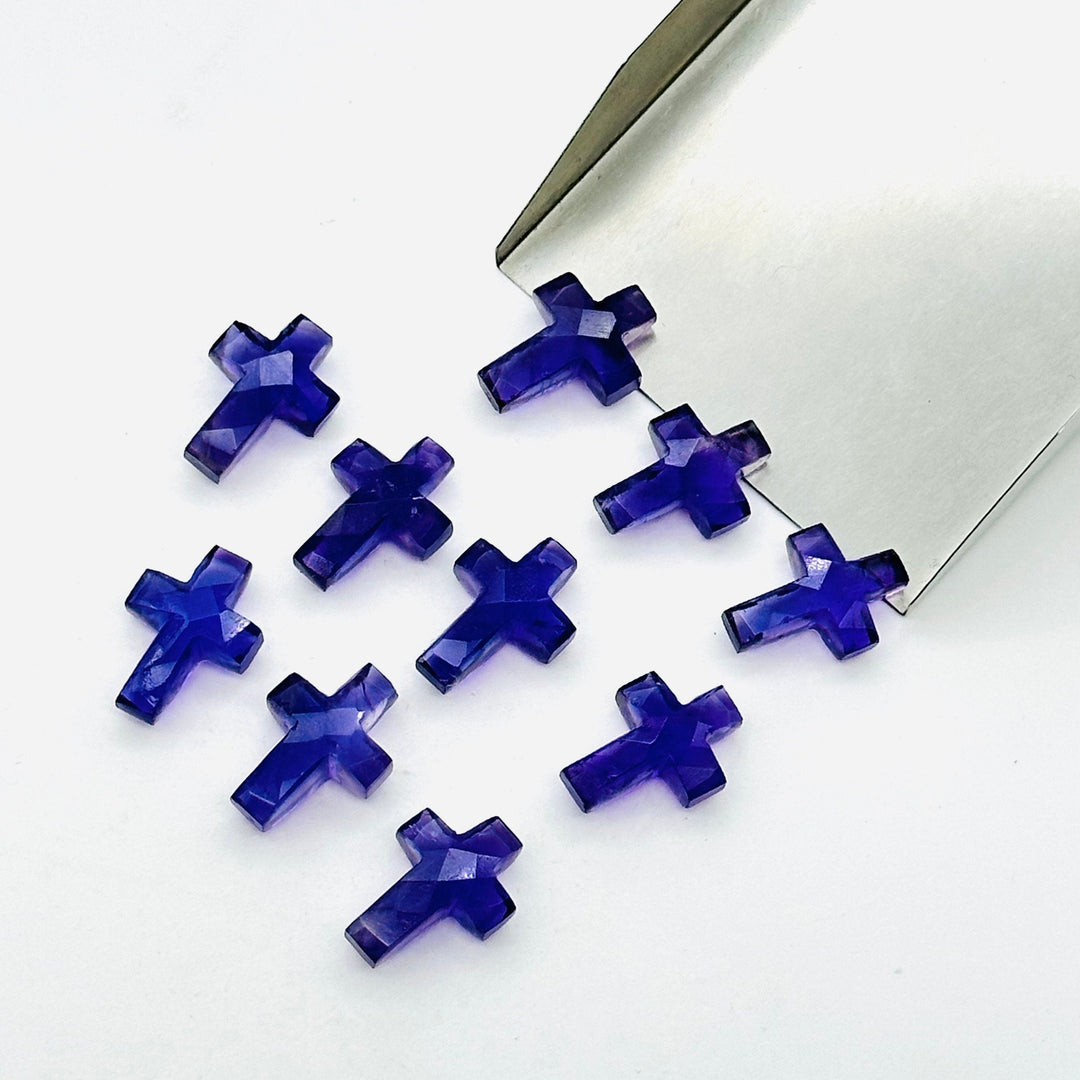 1,2,3,4,5 pcs Natural Amethyst Cross Shape Gemstone Beads, Amethyst Faceted Cross Gemstone Beads, Holy Beads For Jewelry & Carfts 15X10 MM