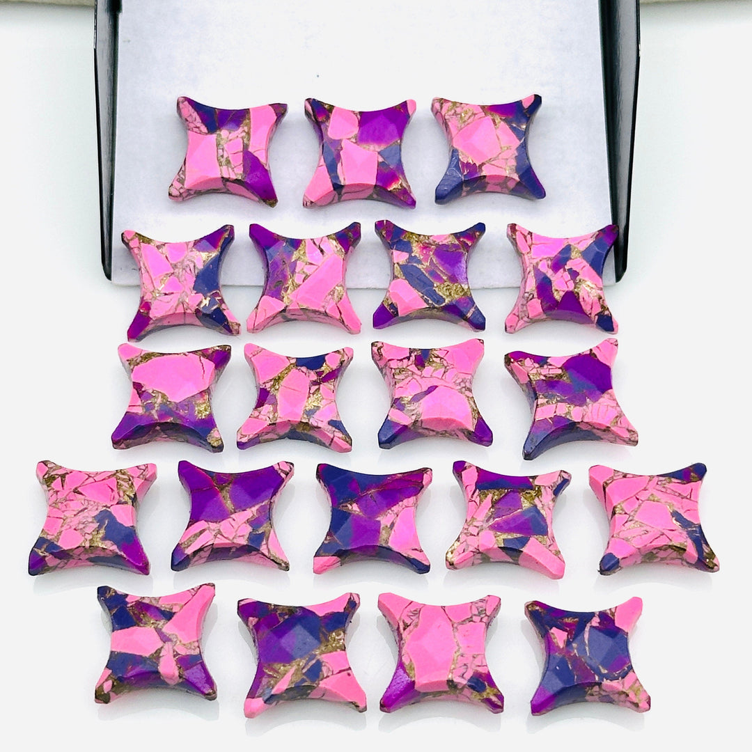 Unique Purple & Pink Turquoise Ninja Star Shape Beads, Carving Beads, Mohave Turquoise Gemstone Beads, 11X15 MM Jewelry Making Charms Beads