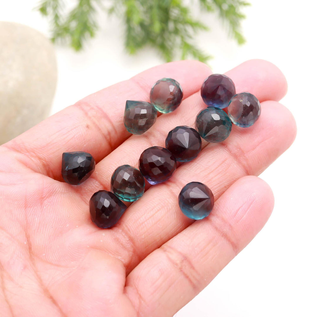AAA Fluorite Onion Shape Briolette's, Natural Multi Fluorite Onion Shape Beads, Faceted Mini Onion Carving for Jewelry Making, 10 MM