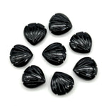 Load image into Gallery viewer, Natural Black Onyx Carved Shell Shape Beads, 12 MM Shell Beads, Carved Gemstone, Seashell Charm Gemstone, Hand Carved Beads, Onyx Charms