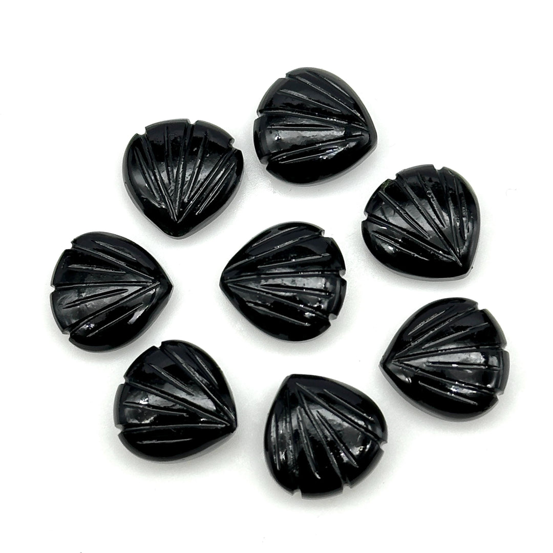 Natural Black Onyx Carved Shell Shape Beads, 12 MM Shell Beads, Carved Gemstone, Seashell Charm Gemstone, Hand Carved Beads, Onyx Charms