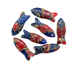 Load image into Gallery viewer, Rare Blue Red Copper Turquoise Fish Shape Gemstone, AAA Turquoise Fish Shape Beads, Crystals Fish for Jewelry Making, Fish Charms, 23X9 MM