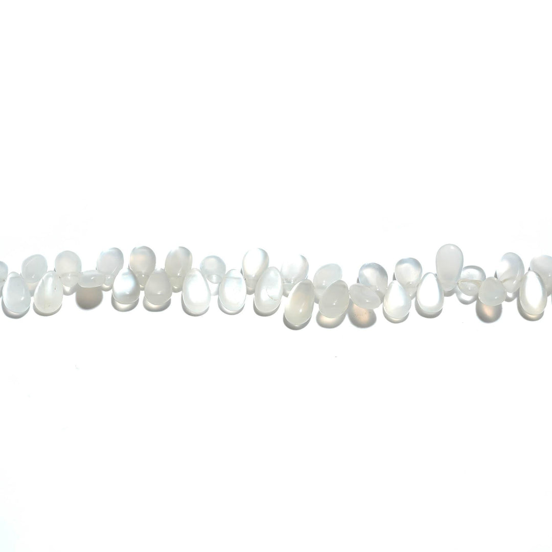 Natural White Moonstone Pear Shape Beads, Flashy Moonstone Smooth Pear Side Drill Beads, Fancy Pear for Jewelry Making, 7 Inch, 8-9 MM