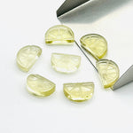 Load image into Gallery viewer, Natural lemon Quartz Slices, Half Lemon Shape Gemstone, Carved Fruit Shape Gemstone, Lemon Quart Carvings 13.5x9 MM, Fruit Cut Stones