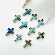 1,2,3,4,5 pcs Natural Labradorite Cross Shape Gemstone Beads, Faceted Cross Shape Carving Beads, 15X10 MM Cross Shape Charms, Energy Beads