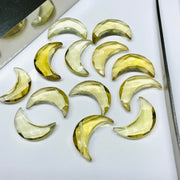 2,3,4,5,6 Pcs Natural Lemon Quartz Moon Shape Briolettes, Faceted Hand Carved Moon Briolettes, Moon Shape Gemstone, Carved Briolettes, 17 mm