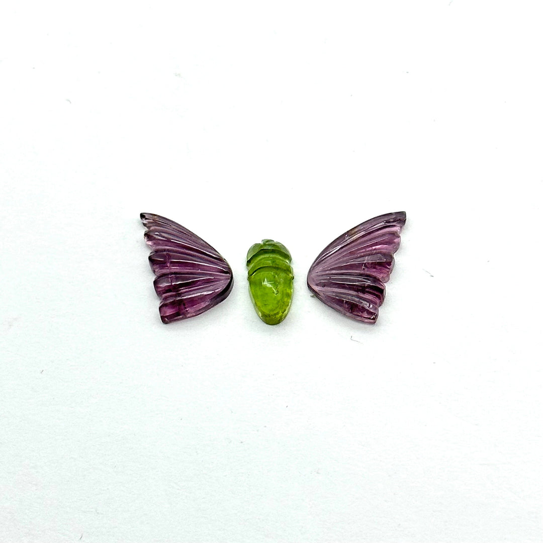 natural tourmaline Butterfly Shape Carving, Hand carved tourmaline Butterfly loose carving, carved butterfly  jewelry Making 22x11mm.