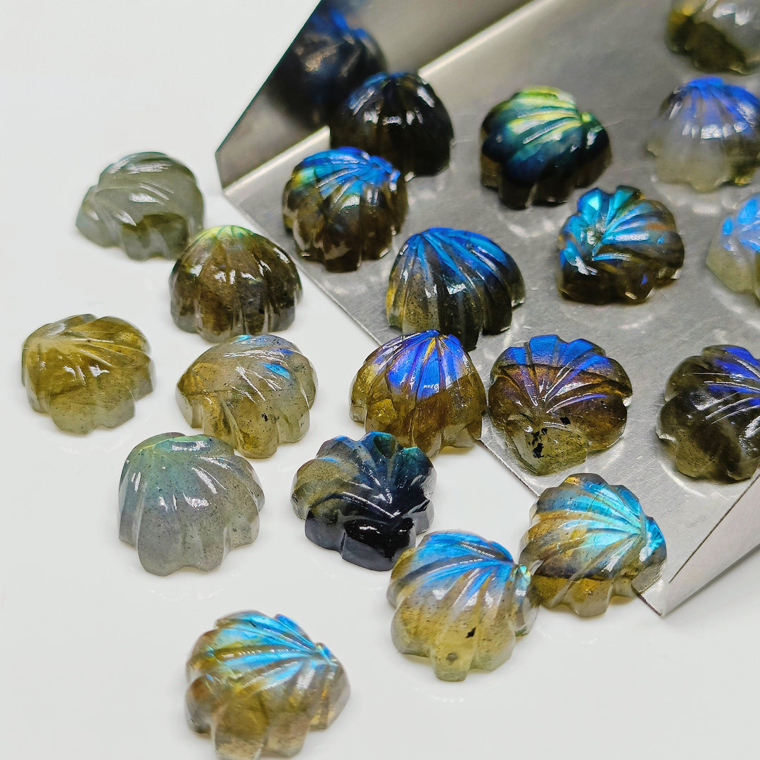 2,3,4,5 Pcs Natural Labradorite Hand Carved Fancy Shape, Carved Fancy Shape Gemstone For Jewellery, Fancy Shape Gemstone, 10 mm