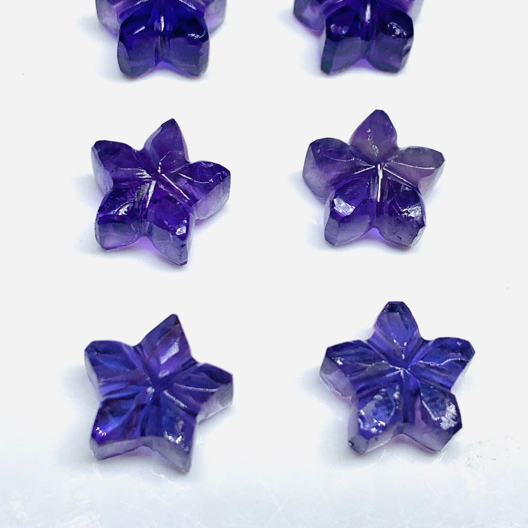 2,3,4,5 Pcs Natural Blue Amethyst Hand Carved Flower Shape, Carved Flower Shape Gemstone For Jewellery, Flower Shape Gemstone, 10 mm