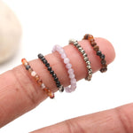 Load image into Gallery viewer, Beaded Stackable Gemstone Rings, Stretchable 2 MM Round Faceted Beads Rings, Elastic Handmade Rings for Women, Promise Ring for Her