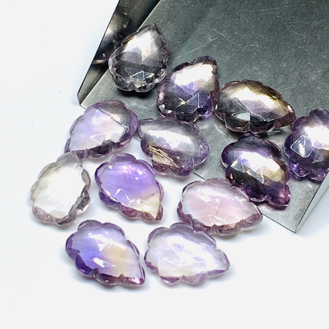 2,3,4,5 pcs Natural Ametrine Fancy Shape Carved Gemstone, Ametrine Leaf Shape Beads, Ametrine Carved Briolette For Jewelry Making 16X10 mm