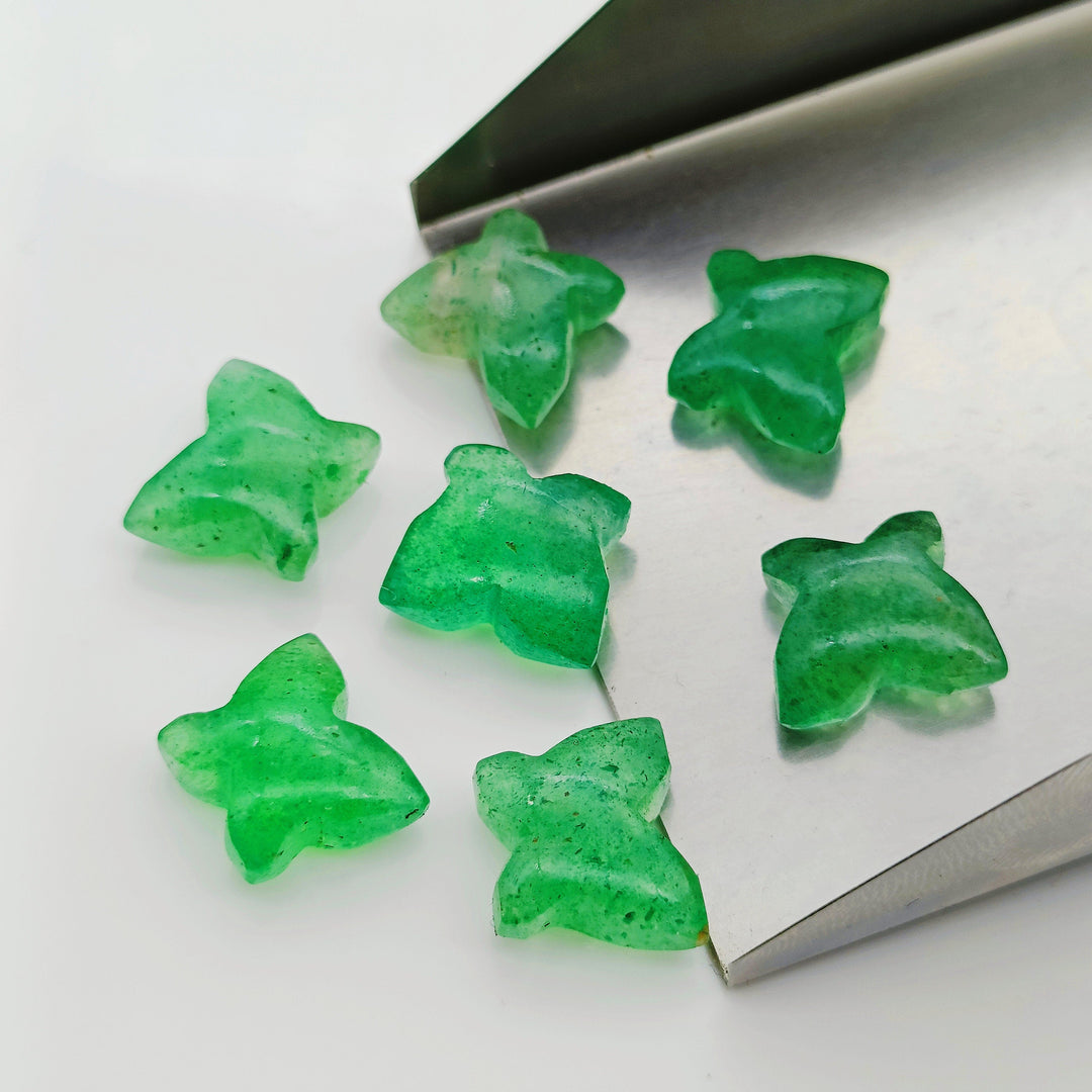 Carved Green Strawberry Butterfly Gemstone Beads: 14mm Charms