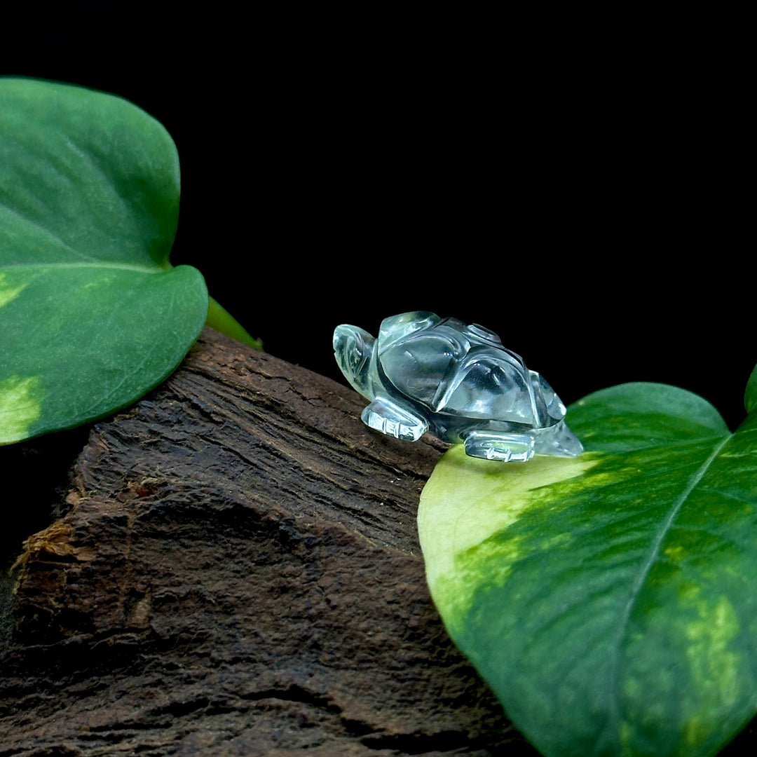 Natural Crytal Quartz Turtle Shape Gemstone Carving, 17X25 MM Minimalist Turtle Carving for Jewelry, Handmade Harmony Gemstone Beads Carving