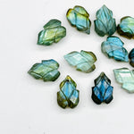 Load image into Gallery viewer, Flashy Labradorite Leaf Shape Carving Gemstone Beads, 9X13 MM Leaves Shape Loose Briolette's, Blue Fire Beads For Jewelry, Wholesale Beads