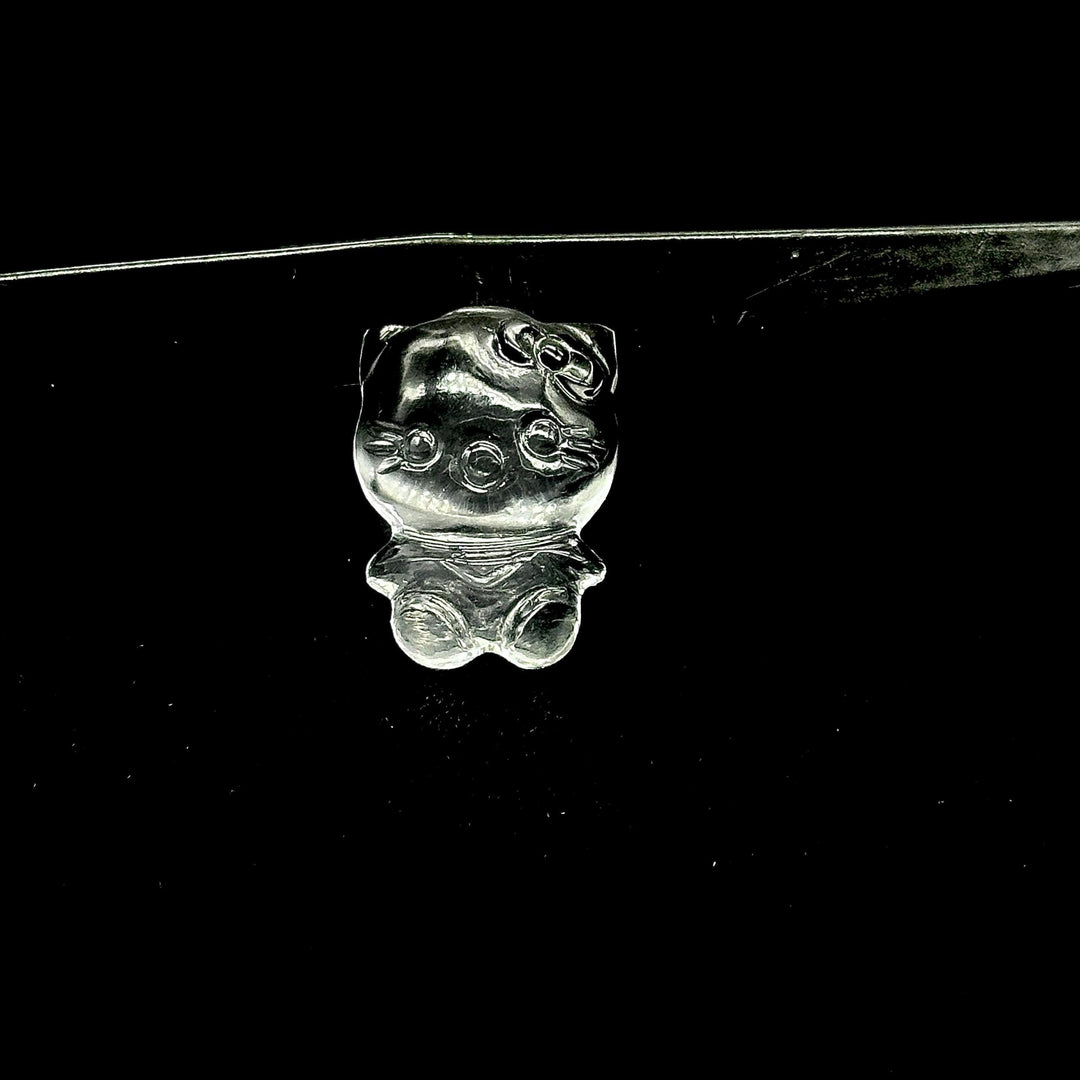 Carved Cat Shape Stone, Hello City Stone, Natural Crystal Quartz Flat Back Hand Carved Cat, 20 MM Carved Kity Shape Stone, 1 Piece