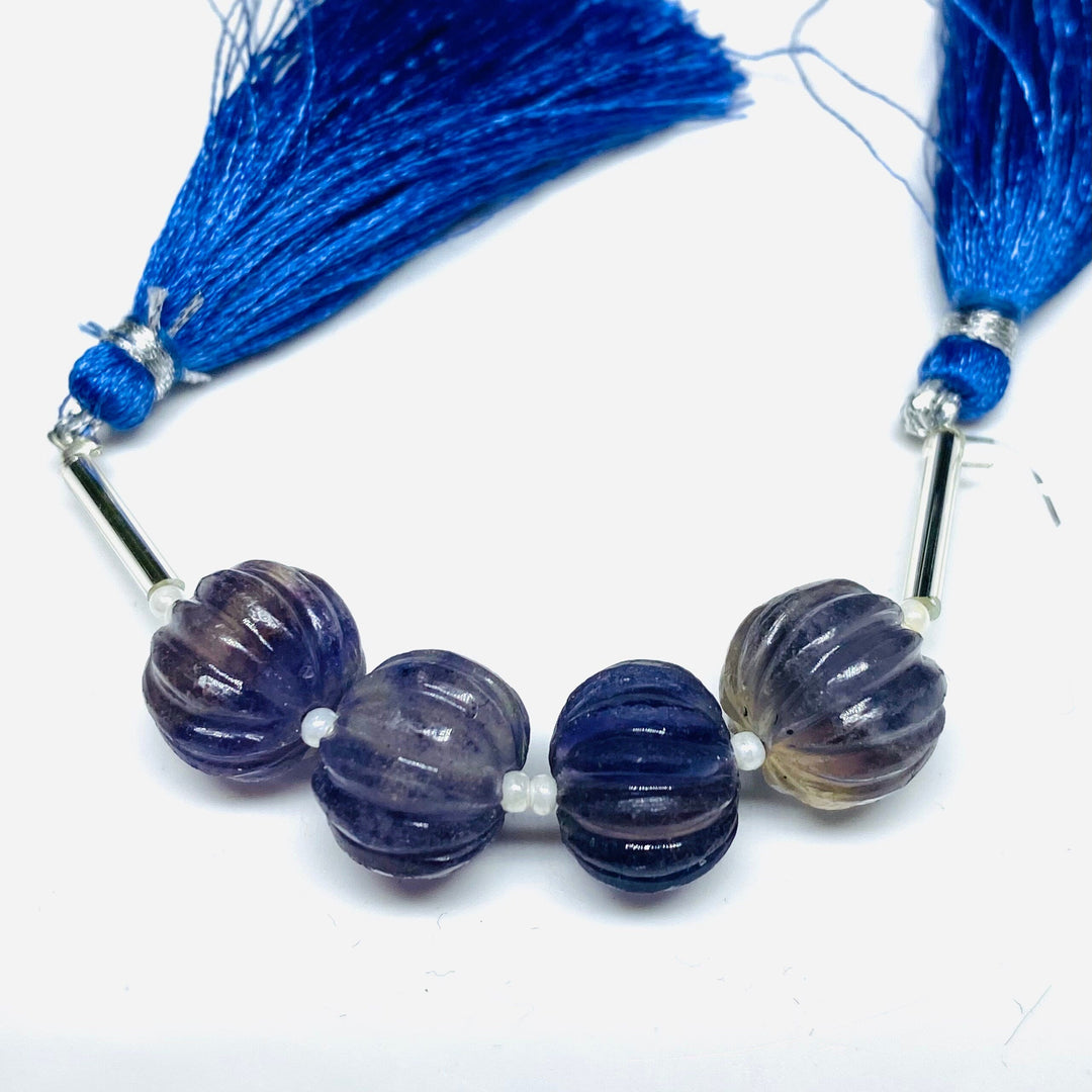 1,2,3,4,5 pcs 100% Natural Fluorite Carved Melon Shape Beads, Fluorite Melon Shape Gemstone, Pumpkin Beads Gemstone For Jewelry, 12 mm