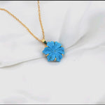 Load image into Gallery viewer, Carved Blue Turquoise Flower Pendant, AAA Turquoise Gemstone Necklace For Her, 19 mm Flower, Birthday Gift For Women, Blue Turquoise Flower